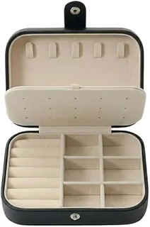 Porta Joias Compacto com Divisórias para Viagem e Uso Diário em Casa Disponível em Branco Preto Azul e Rosa (Preto)