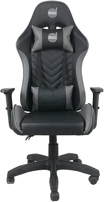 Cadeira Gamer Elite Pro Dazz – Reclinável 130°, Couro PU, Pistão Classe 4, Suporta 140 kg, Braços 1D, Almofadas Lombar e Pescoço, Base Nylon 50 mm – Preto e Cinza