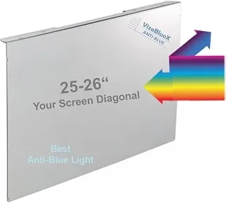VizoBlueX Filtro de luz azul 63.5-66.0 cm para monitor de computador. Painel protetor de tela de monitor de luz azul (59.9 x 36.6 cm). Bloqueia luz azul 380 a 495 nm. Serve para monitores LCD, TV e PC