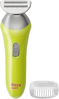 Ricca, Aparador de Pelos Corporal, Ready, Lâminas duplas, flexíveis e hipoalergênicas, Pilha AA