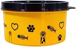 Pote para Ração Pet 500ml com Tampa Vedada Gato e Cachorro(Amarelo e preto)