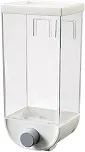 Dispenser de Cereais e Grãos de Parede 1500 ml com Botão Dosador - Porta Mantimentos Transparente - Porta Cereal para Arroz, Feijão, Café e Ração