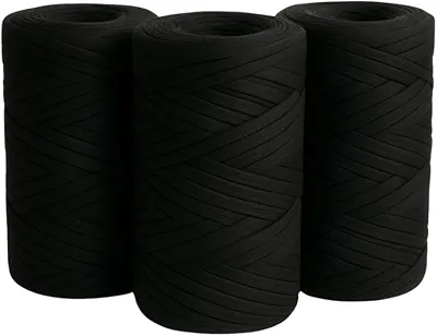 SYMEON Kit 3 Fio De Malha Ecológico 85% Algodão Espessura Média Crochê Tricô Artesanato 1,5kg 240m (Tons de Preto)