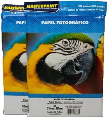 Papel Fotográfico 180 G Glossy Brilho A4 100 Folhas A Prova D'Água Masterprint