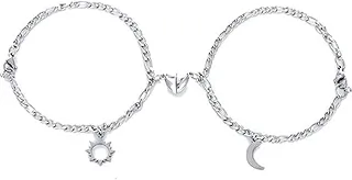 Kit 2 Pulseiras Magnéticas Sol e Lua Casal com Caixa para Presente