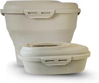 CHEFE Porta Ração para Pets Evolution, Recipiente Expansível 12,5L-25L, Vedação Hermética, Armazena até 10kg, Branco (Areia)