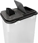 Recipiente para Ração 15kg com Pá Dosadora, 35 Litros, 53x43x25cm, Tampa Preta
