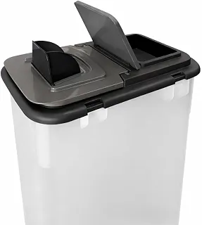 Recipiente para Ração 15kg com Pá Dosadora, 35 Litros, 53x43x25cm, Tampa Preta