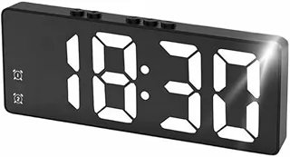 Despertador Relógio de Mesa e Parede Digital LED com Data | Alarme Ajuste de Brilho, Função Soneca, Exibição 12h/24h – Alimentação USB ou Pilhas AAA Compacto e Moderno
