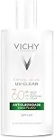 Vichy Capital Soleil UV-Clear Protetor Solar Facial Antioleosidade e Antiacne Sem Cor, Toque Seco FPS 60, com Niacinamida e Ácido Salicílico, Acabamento Invisível, 40g