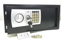 Cofre Eletrônico Digital em Aço Com Teclado e Chave Reserva (PRETO, GRANDE 43X33X20 CM)