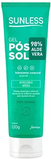 Sunless Gel Pós Sol 120g com 98 por cento de Aloe Vera, Hidratante Corporal Refrescante, Vegano, Absorção Rápida, Todos os Tipos de Pele