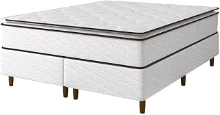 Umaflex Cama Box Queen Size New Itália com Molas Ensacadas e Pillow Top, Branco com Marrom, 63x158x198cm, Capacidade 120kg