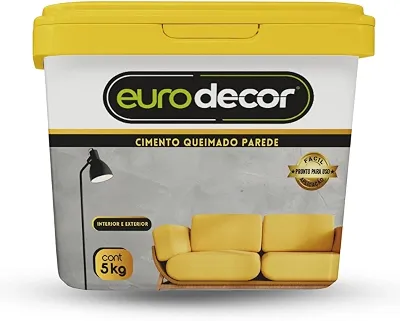 Tinta Cimento Queimado para Parede Eurodecor 5kg - Textura Pronta de Alta Aderência e Durabilidade (Cinza Dubai)
