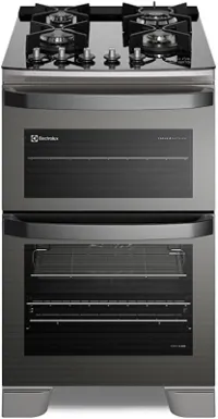Fogão 4 bocas Electrolux Preto Expert com Duplo Forno, Função Air fryer e Mesa de Vidro (FE4AD) 220V