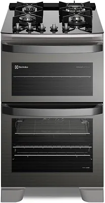 Fogão 4 bocas Electrolux Preto Expert com Duplo Forno, Função Air fryer e Mesa de Vidro (FE4AD) 220V