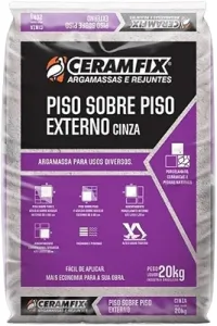 Argamassa Ceramfix 20kg Piso Sobre Piso Externo Cinza Alta Aderência