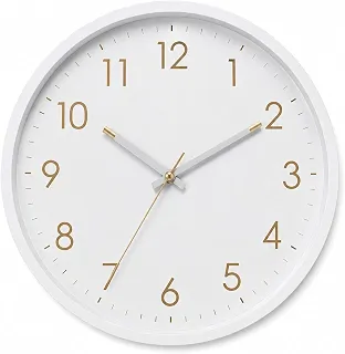Relógio de Parede 30cm Decorativo Moderno Silencioso Para Sala Cozinha Quarto Escritório (Branco com dourado)