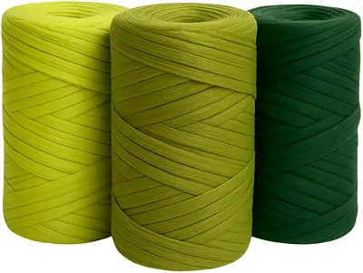 SYMEON Kit 3 Fio De Malha Ecológico 85% Algodão Espessura Média Crochê Tricô Artesanato 1,5kg 240m (Tons de Verde)
