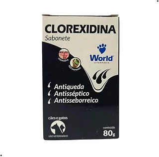 World Veterinária Sabonete Clorexidina Para Cães Branco 80 G