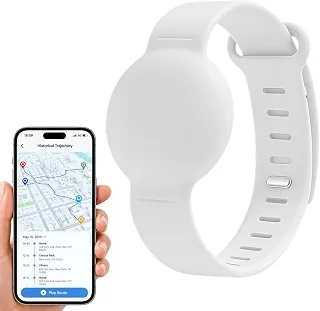 Pulseira Rastreadora GPS Infantil, Localizador Anti-Perda para Crianças, Idosos e Pets, Air tag, Compatível com Android e iOS (Branco)