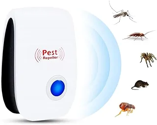 Repelente Eletrônico Ultrassônico de Pragas, Plug-in, Afasta Ratos, Baratas, Mosquitos e Aranhas, Insetos Seguro para Pets Humanos e Plantas Aparelho Elétrico Cobertura até 150 m²