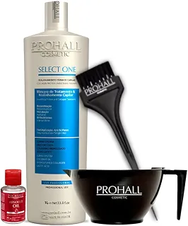 Prohall Select One Sem Formol 1L - Progressiva Profissional Alisamento Intenso - Brilho Espelhado - Kit Prollence + Óleo e Acessórios