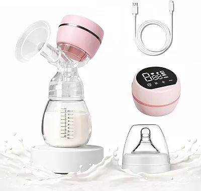 Bomba de Tirar Leite Elétrica e Portátil, Mãos Livres, 180ml, Protetor de Mama de Silicone 22mm, Tela LED manual, Livre de BPA, 2 Modos e 9 Níveis de Sucção, Massageador, Ruído Baixo Linha Premium