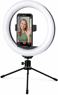 Ring Light 8' com Tripé de Mesa e Suporte para Celular, Iluminador LED para Maquiagem, Selfie, Gravação e TikTok