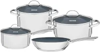 Jogo de Panelas Tramontina Una Ceramic em Aço Inox Fundo Triplo com Revestimento Interno Cerâmico Grafite 4 Peças