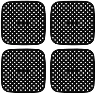 Kit 4 Tapetes Preto de Silicone Protetor para Fogão de Indução, Quadrado, Suporta até 230°C
