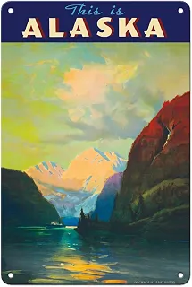 Pacifica Island Art Isto É O Alasca - A Alaska Line - Companhia De Navegação A Vapor Do Alasca - Pôster De Viagem Vintage De Transatlântico Por Sydney Laurence C.1930 - Placa De Metal Vintage 8 X 12'