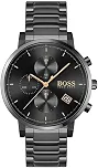 Relógio masculino de quartzo com pulseira de aço inoxidável, preto, 20 (modelo: 1513780), Preto, Relógio de quartzo, cronógrafo