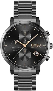 Relógio masculino de quartzo com pulseira de aço inoxidável, preto, 20 (modelo: 1513780), Preto, Relógio de quartzo, cronógrafo