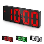 Relogio Despertador Led Para Quarto Com Luz Noturna E Temperatura Relógio De Mesa USB Digital Visor 12/24h Brilho Ajustável (Led Vermelha)