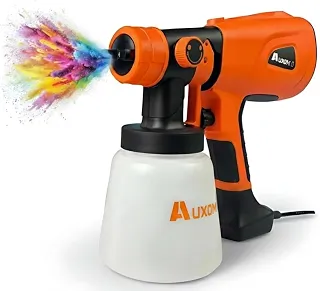 AUXOM Pistola de Pintura Elétrica Profissional 600W, Pulverizador de Tinta com 3 Bicos e Tanque 800ml, Alta Velocidade para Acabamento Uniforme - para Parede, Móveis, Carro e Projetos DIY (220 Volts)