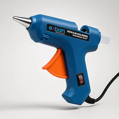 Pistola de Cola Quente Profissional Exbom 20W Bivolt Automático com 2 Bastões – Alta Potência e Precisão