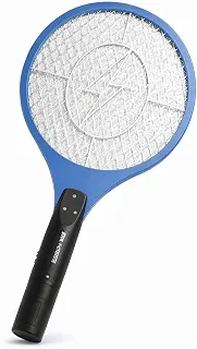 Raquete Elétrica Recarregável Mata Mosquitos com LED, Grade Tripla de Segurança, Bivolt 110/220V