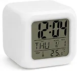 Relógio Digital Mesa Despertador Cubo Que Muda De Cor LCD 4 Luzes Premium