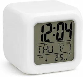 Relógio Digital Mesa Despertador Cubo Que Muda De Cor LCD 4 Luzes Premium