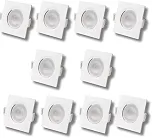 Kit 10 Spot Led Cob Direcionável Embutir Quadrado Branco Quente 3000k 7w