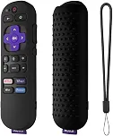 Capa de silicone para controle remoto Roku Streaming Stick 4k, Roku Express 4K+ Remote, Roku Voice Remote (oficial) RCA1R 2023, capa para controle remoto Roku Express com cordão (preto)