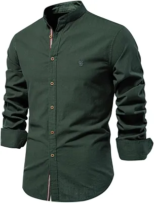 Camisa social masculina 100% algodão cor sólida manga longa qualidade marca camisa para homens primavera stand casual camisas masculinas