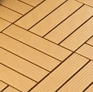 Kit Piso Deck Modular Imita Madeira 30cm, Antiderrapante (Kit 6 (0,54㎡),Cor Teca)