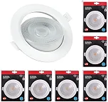 Kit 6 Spot LED Embutir Redondo 7 W Direcionável Bivolt para Teto com Recorte 9 x 9 cm (6500K Frio)