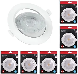Kit 6 Spot LED Embutir Redondo 7 W Direcionável Bivolt para Teto com Recorte 9 x 9 cm (6500K Frio)