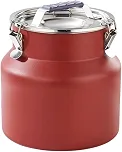 Recipiente de armazenamento de cozinha em aço inoxidável, com vedação hermética e junta de silicone, ideal para alimentos secos, chá, café, ração para, Vermelho Cinábrio, 8L