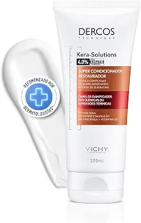 Vichy Dercos Kera Solutions, Condicionador Reparador para Cabelos Danificados por Químicas e Calor, com Pró-Keratin Complex e Vitamina B5, Ação Antifrizz e Hidratação Intensa, 200ml