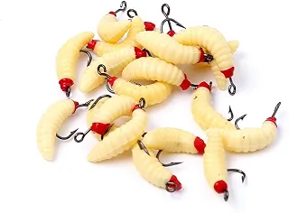Kit 5/10/20 Iscas Artificiais Larva com Anzol, para Tilápia e Lambari