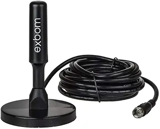 Antena Digital Amplificada HDTV/UHF/VHF Interna e Externa 5m Base Imã prova d'água 4dBI - Exbom